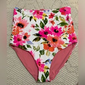 Coral Reef Reversible High Waisted Full Coverage Swim Bottoms